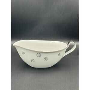 Vintage Seyei Snowy Atomic Snowflake Gravy Boat - Platinum Rim MCM Japan